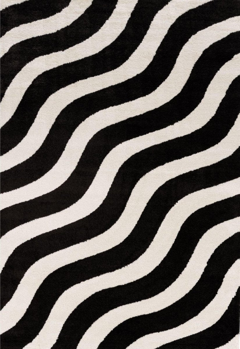 Joli Wave Black & White Rug - The Rugs - Art Fever
