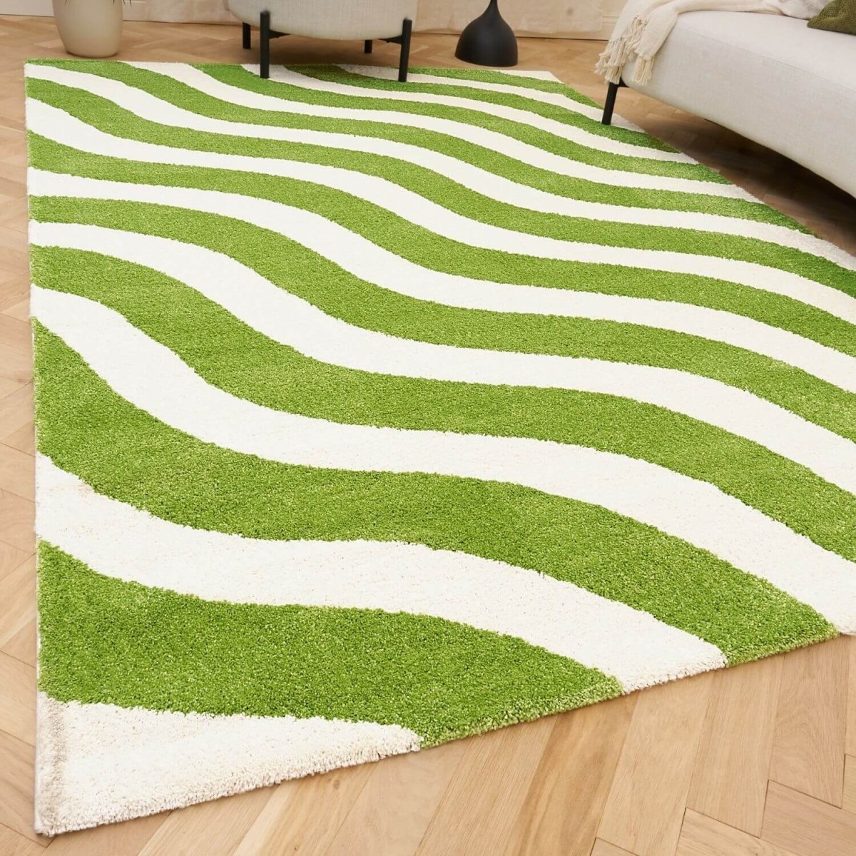 Joli Wave Green & White Rug - The Rugs - Art Fever