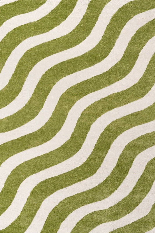 Joli Wave Green & White Rug - The Rugs - Art Fever