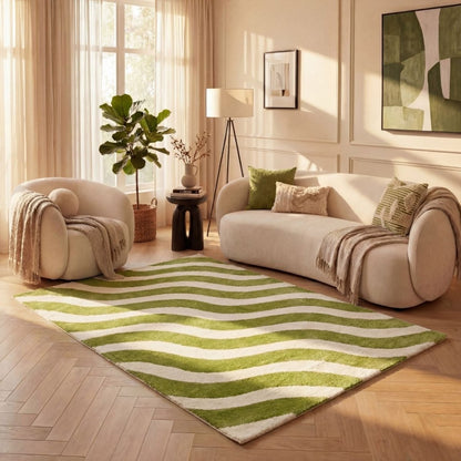 Joli Wave Green & White Rug - The Rugs - Art Fever