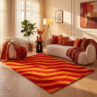Joli Wave Red & Orange Rug - The Rugs - Art Fever