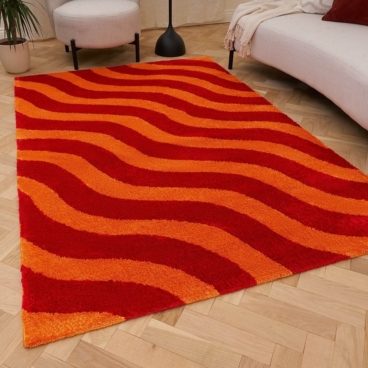 Joli Wave Red & Orange Rug - The Rugs - Art Fever