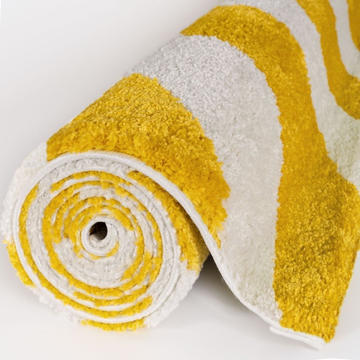 Joli Wave Yellow & White Rug - The Rugs - Art Fever