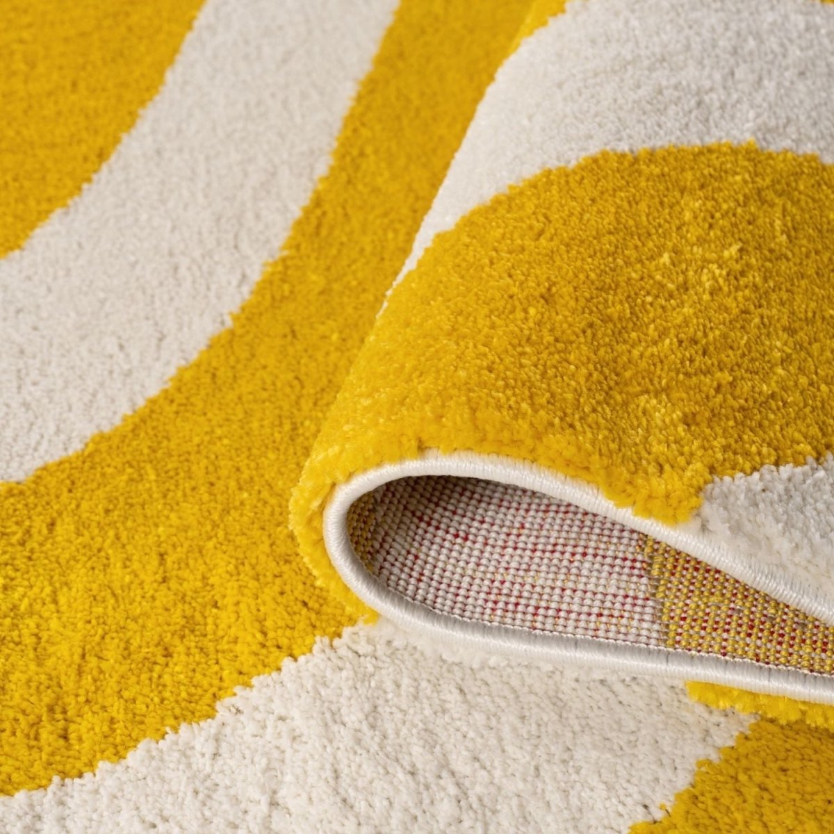 Joli Wave Yellow & White Rug - The Rugs - Art Fever