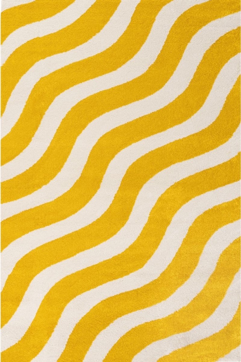 Joli Wave Yellow & White Rug - The Rugs - Art Fever