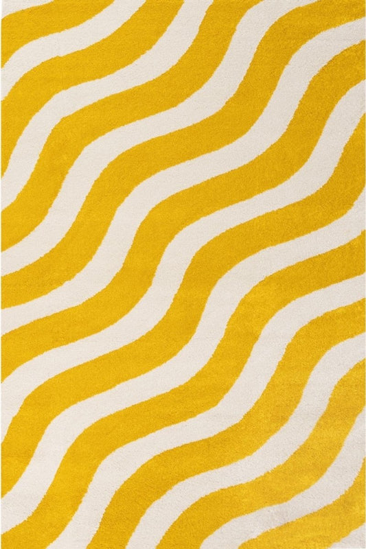 Joli Wave Yellow & White Rug - The Rugs - Art Fever