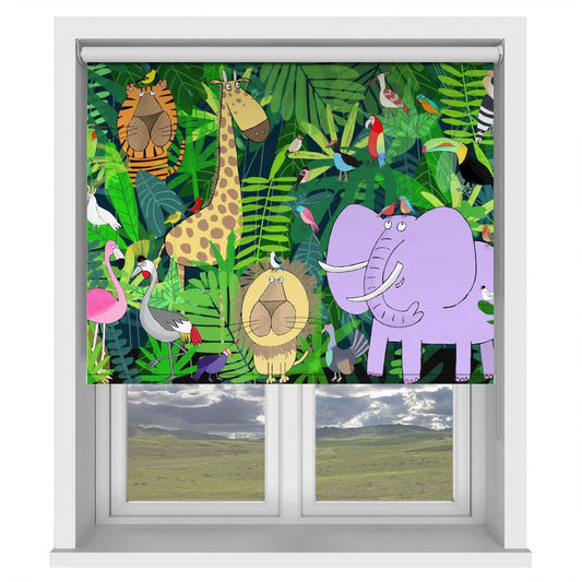 Jungle Animals Deep in the Jungle Foliage by Artist Carla Daly Printed Picture Photo Roller Blind - 1X2890461 - Art Fever - Art Fever