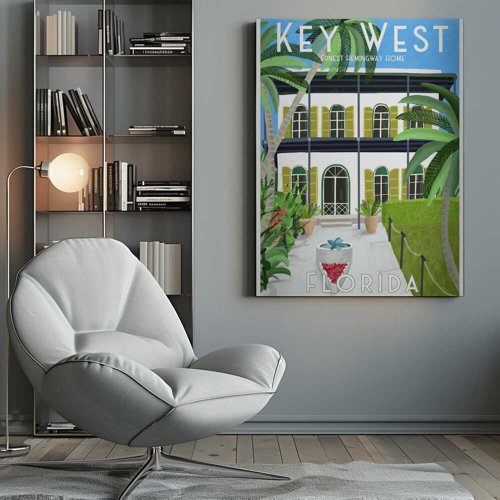Key West Hemingway Canvas Print Wall Art 1X2899350 - ART FEVER - Art Fever
