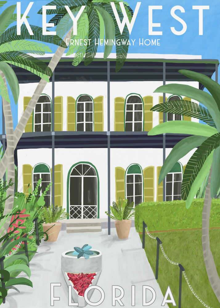 Key West Hemingway Canvas Print Wall Art 1X2899350 - ART FEVER - Art Fever