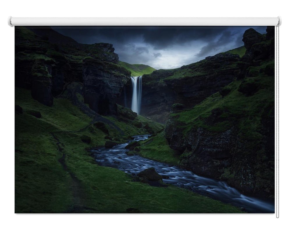 Kvernufoss Waterfall at night Printed Picture Photo Roller Blind - 1X1246352 - Art Fever - Art Fever