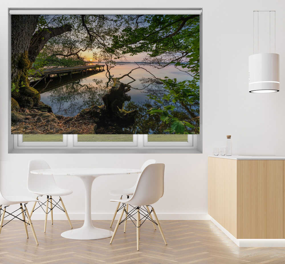 Lakeside Sunset Pier Printed Roller Blind - 1X3191955 - Art Fever - Art Fever