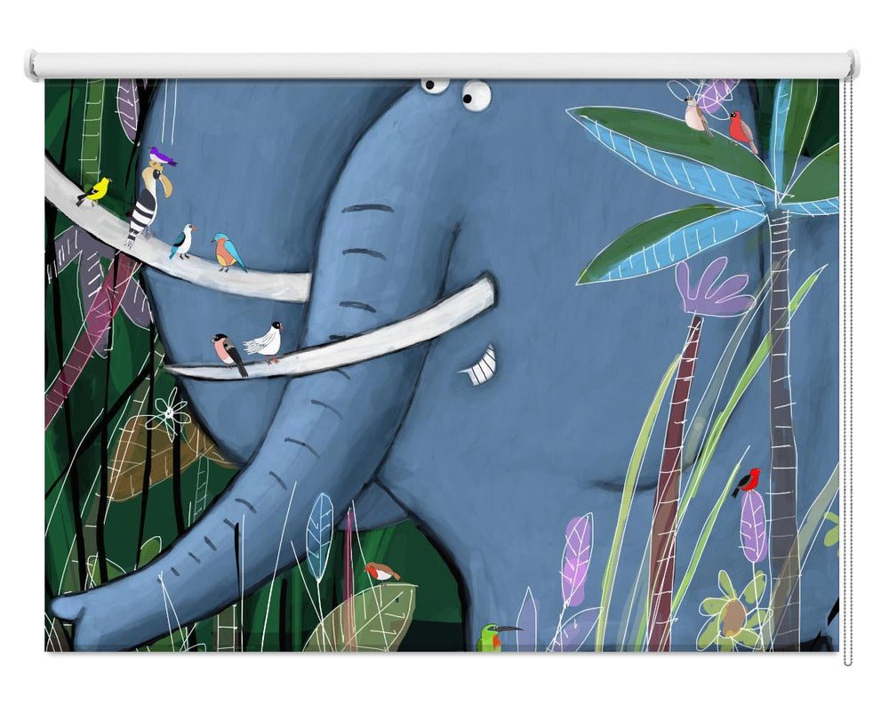 Large Elephant Peeks Out of the Jungle by Artist Carla Daly Printed Picture Photo Roller Blind - 1X2893057 - Art Fever - Art Fever