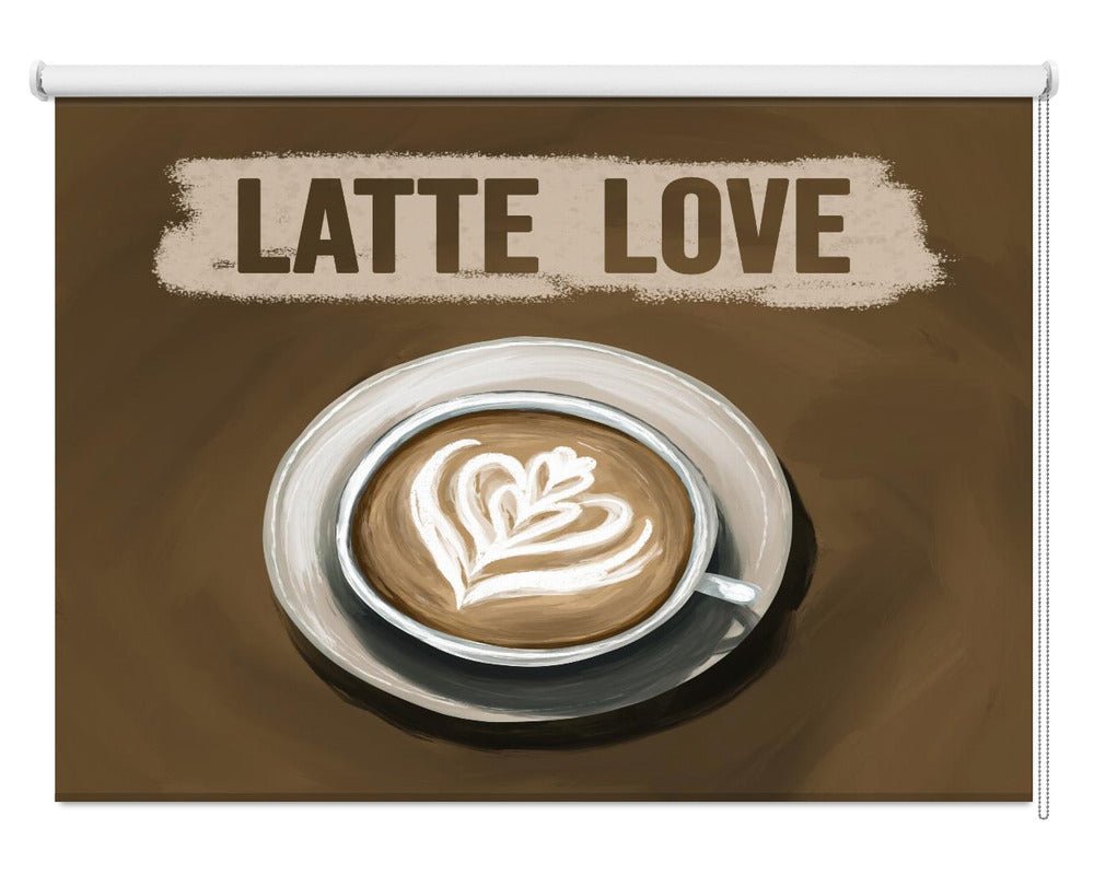 Latte Love Coffee Printed Picture Photo Kitchen Roller Blind - 1X2746522 - Art Fever - Art Fever