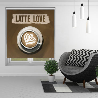 Latte Love Coffee Printed Picture Photo Kitchen Roller Blind - 1X2746522 - Art Fever - Art Fever