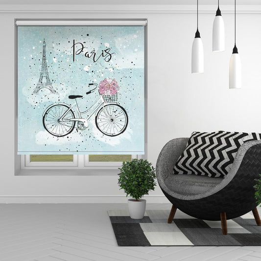 Le Paris Bike Printed Picture Photo Roller Blind - 1X2792090 - Art Fever - Art Fever