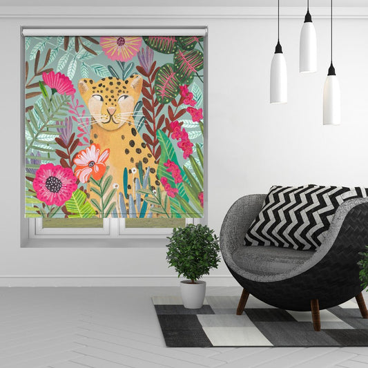 Leopard in floral jungle Illustration Printed Picture Photo Roller Blind - 1X2746285 - Art Fever - Art Fever