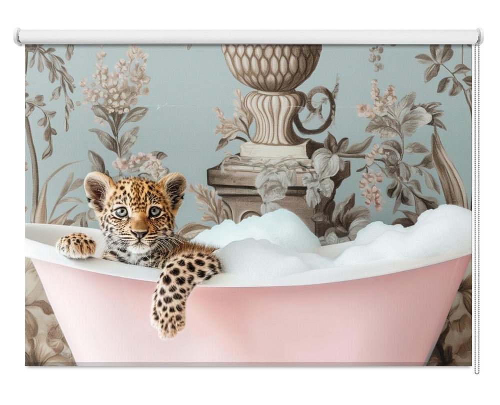 Leopard’s Pink Bubble Bath Printed Picture Photo Roller Blind - 1X3062989 - Art Fever - Art Fever