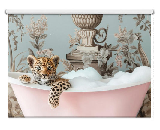 Leopard’s Pink Bubble Bath Printed Picture Photo Roller Blind - 1X3062989 - Art Fever - Art Fever