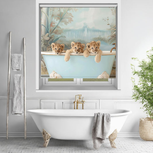 Lion Cubs in the Bath Printed Picture Photo Roller Blind - 1X3062992 - Art Fever - Art Fever