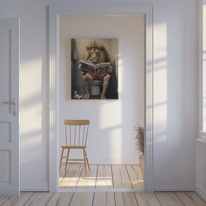 Lion Reading on the Toilet Canvas Print Wall Art 1X3133702 - ART FEVER - Art Fever