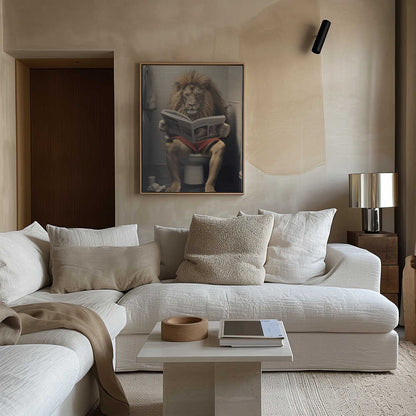 Lion Reading on the Toilet Canvas Print Wall Art 1X3133702 - ART FEVER - Art Fever