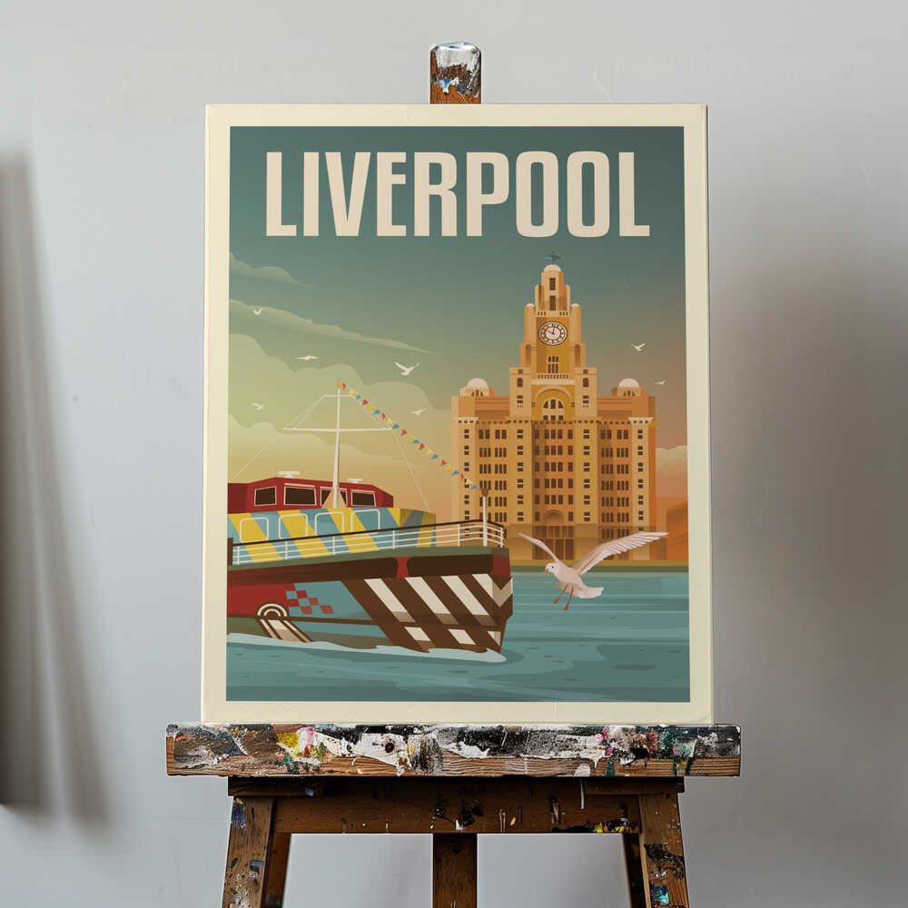 Liverpool Liver Building Travel Print Canvas Print Wall Art 1X2666101 - ART FEVER - Art Fever