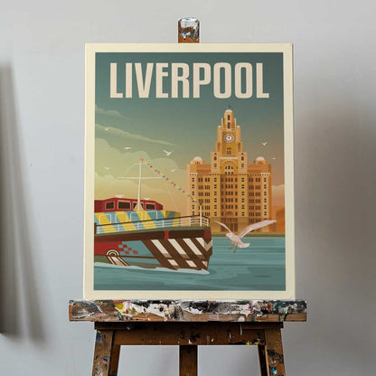 Liverpool Liver Building Travel Print Canvas Print Wall Art 1X2666101 - ART FEVER - Art Fever