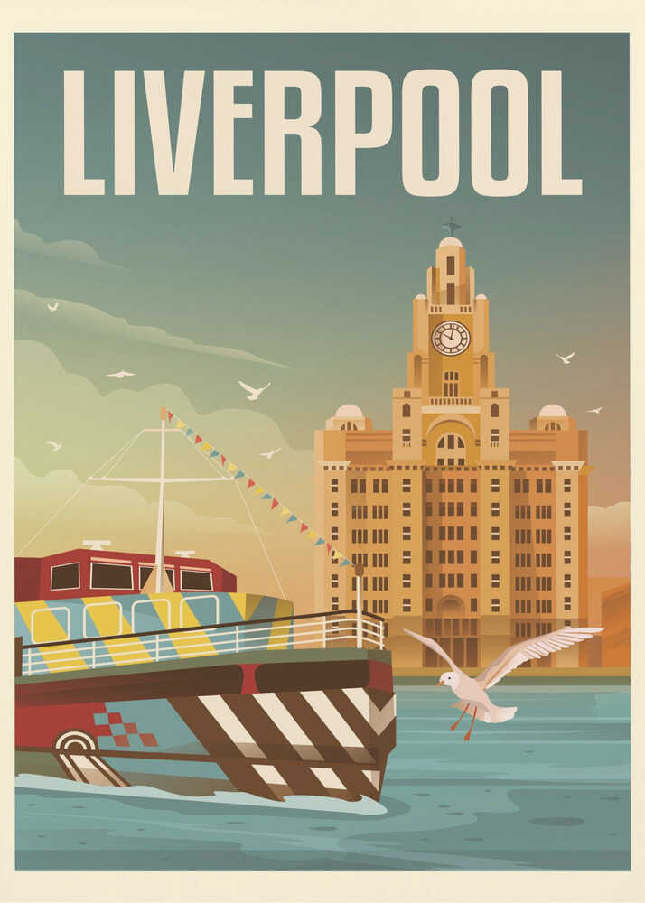 Liverpool Liver Building Travel Print Canvas Print Wall Art 1X2666101 - ART FEVER - Art Fever