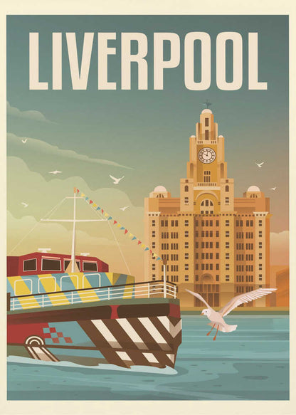 Liverpool Liver Building Travel Print Canvas Print Wall Art 1X2666101 - ART FEVER - Art Fever