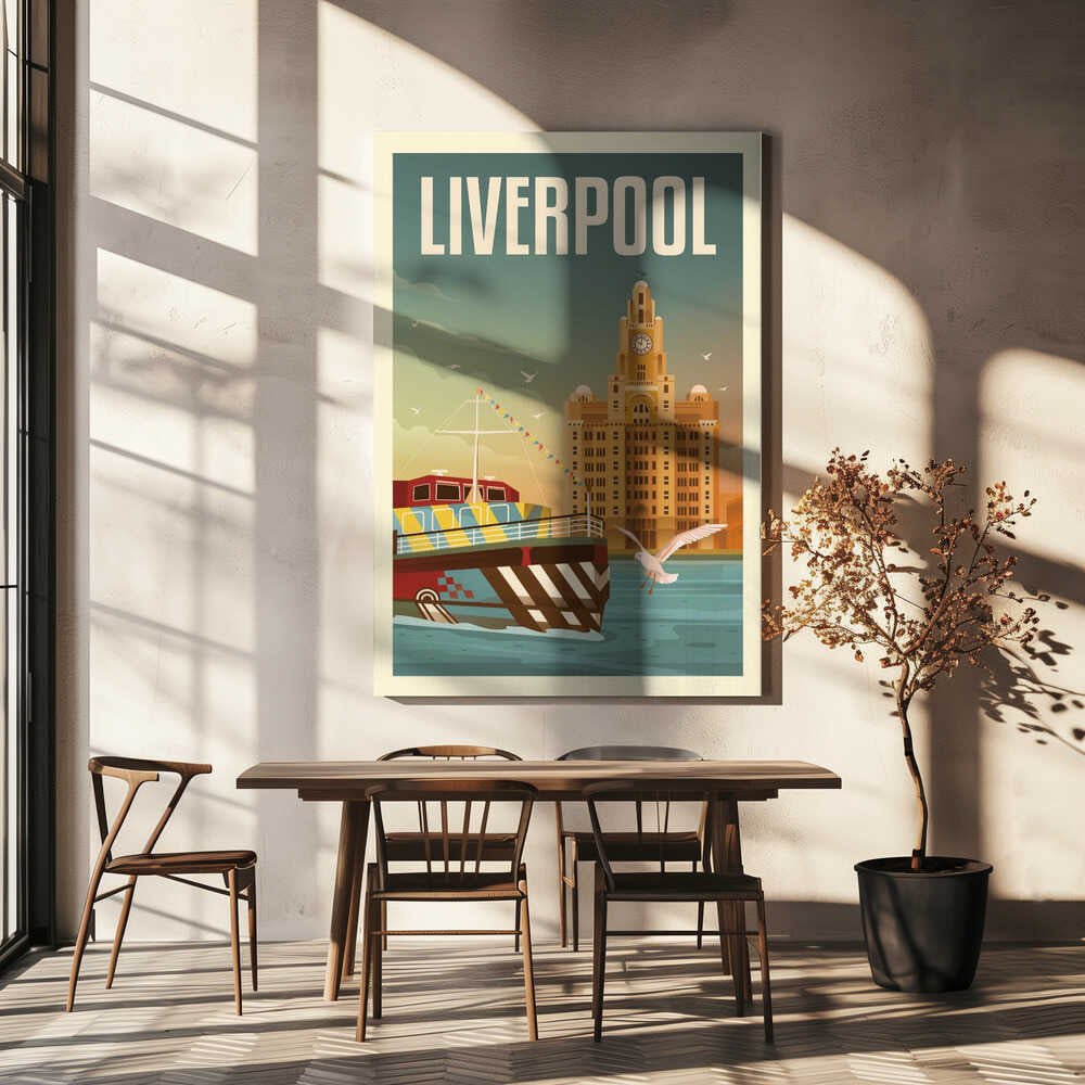 Liverpool Liver Building Travel Print Canvas Print Wall Art 1X2666101 - ART FEVER - Art Fever