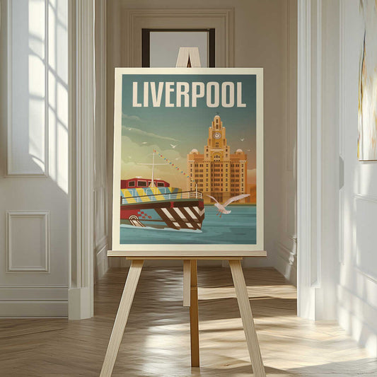 Liverpool Liver Building Travel Print Canvas Print Wall Art 1X2666101 - ART FEVER - Art Fever