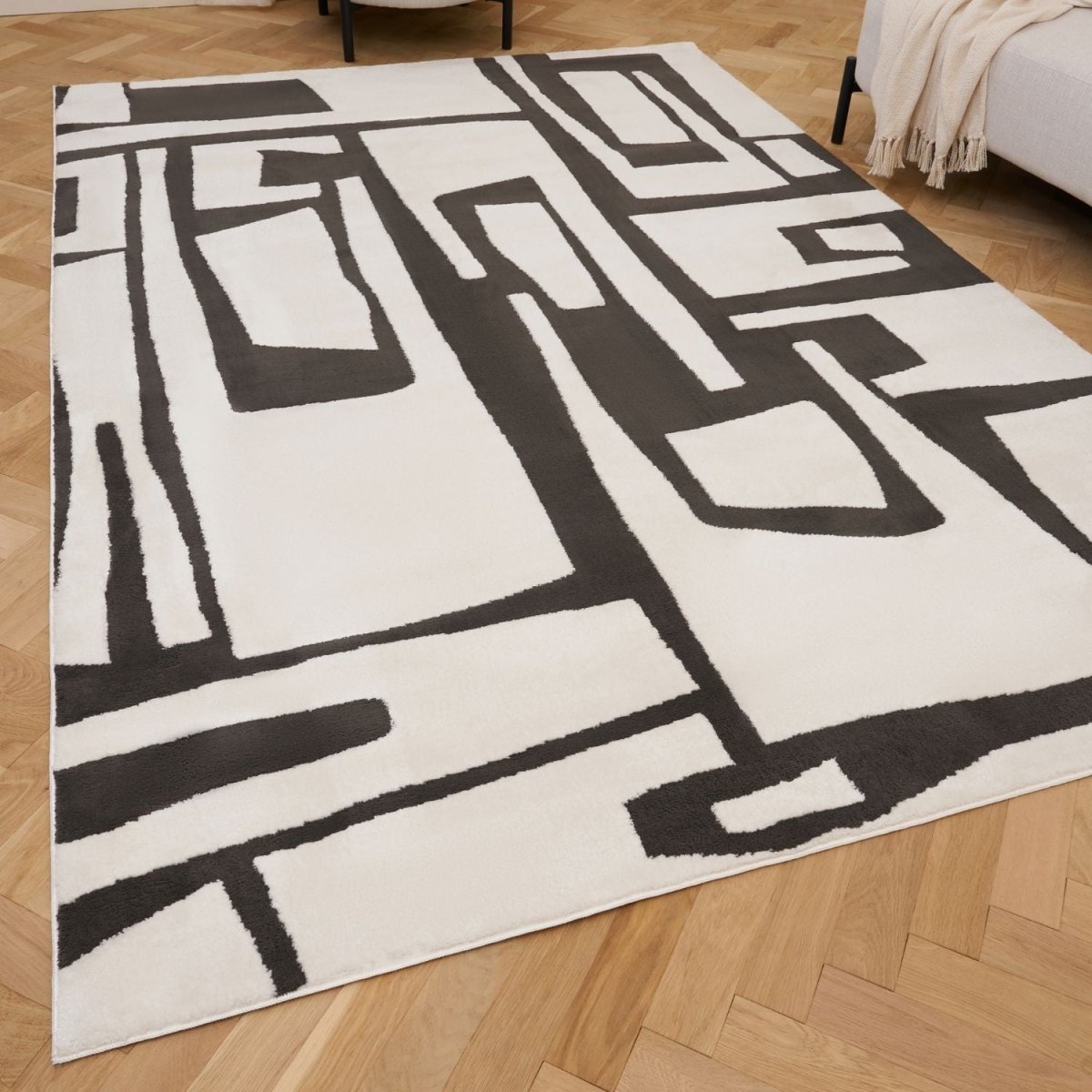 Loft Abstract Dark Grey Rug - The Rugs - Art Fever