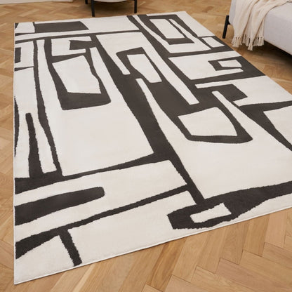Loft Abstract Dark Grey Rug - The Rugs - Art Fever