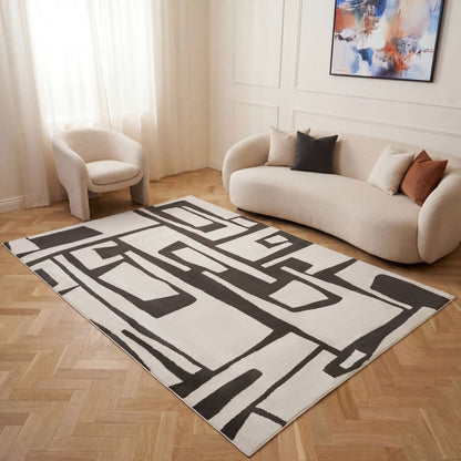 Loft Abstract Dark Grey Rug - The Rugs - Art Fever