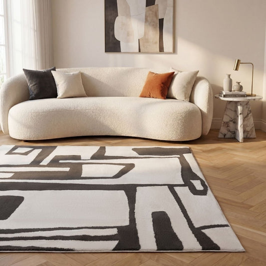 Loft Abstract Dark Grey Rug - The Rugs - Art Fever