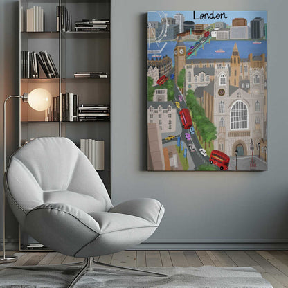 London City with View of the Thames River and Big Ben by Artist Carla Daly Canvas Print Wall Art 1X2896646 - ART FEVER - Art Fever