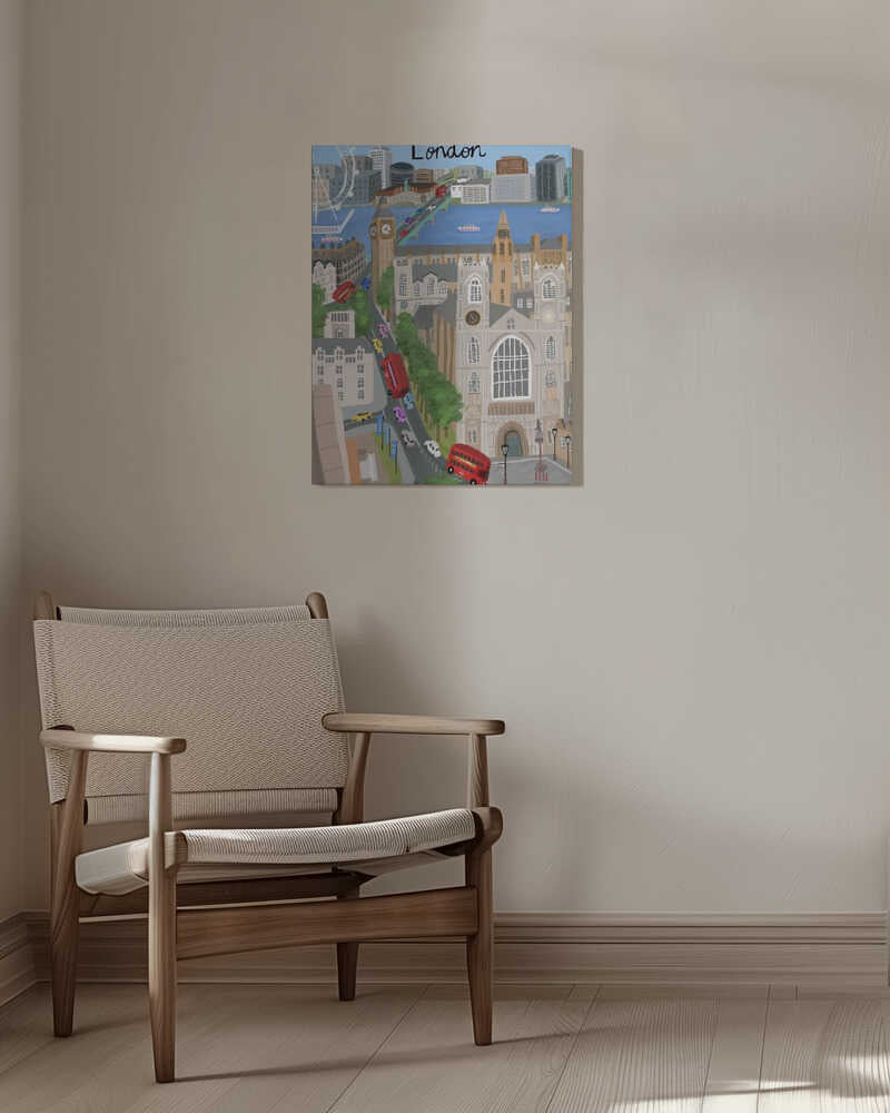 London City with View of the Thames River and Big Ben by Artist Carla Daly Canvas Print Wall Art 1X2896646 - ART FEVER - Art Fever