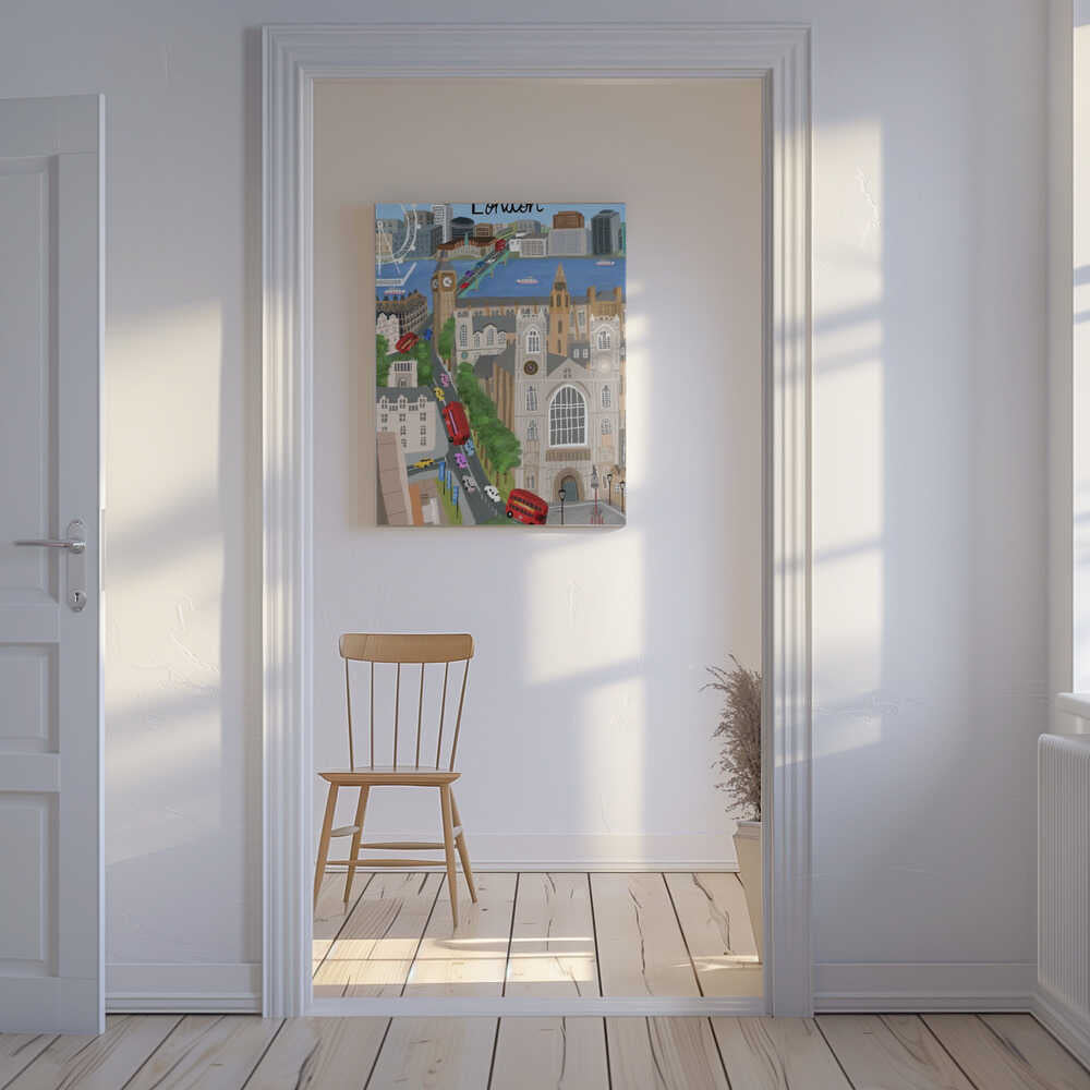 London City with View of the Thames River and Big Ben by Artist Carla Daly Canvas Print Wall Art 1X2896646 - ART FEVER - Art Fever