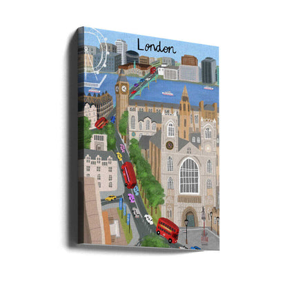 London City with View of the Thames River and Big Ben by Artist Carla Daly Canvas Print Wall Art 1X2896646 - ART FEVER - Art Fever
