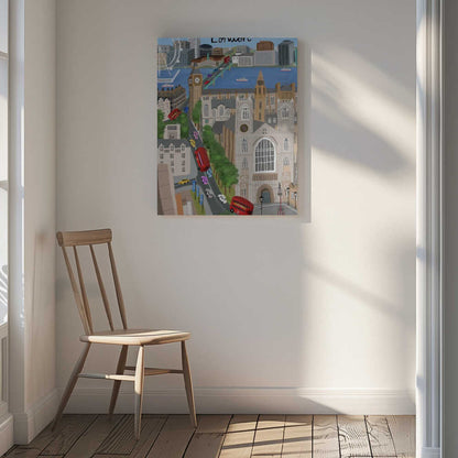 London City with View of the Thames River and Big Ben by Artist Carla Daly Canvas Print Wall Art 1X2896646 - ART FEVER - Art Fever