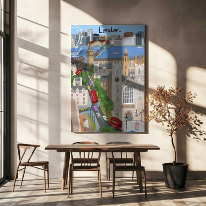 London City with View of the Thames River and Big Ben by Artist Carla Daly Canvas Print Wall Art 1X2896646 - ART FEVER - Art Fever