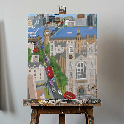 London City with View of the Thames River and Big Ben by Artist Carla Daly Canvas Print Wall Art 1X2896646 - ART FEVER - Art Fever
