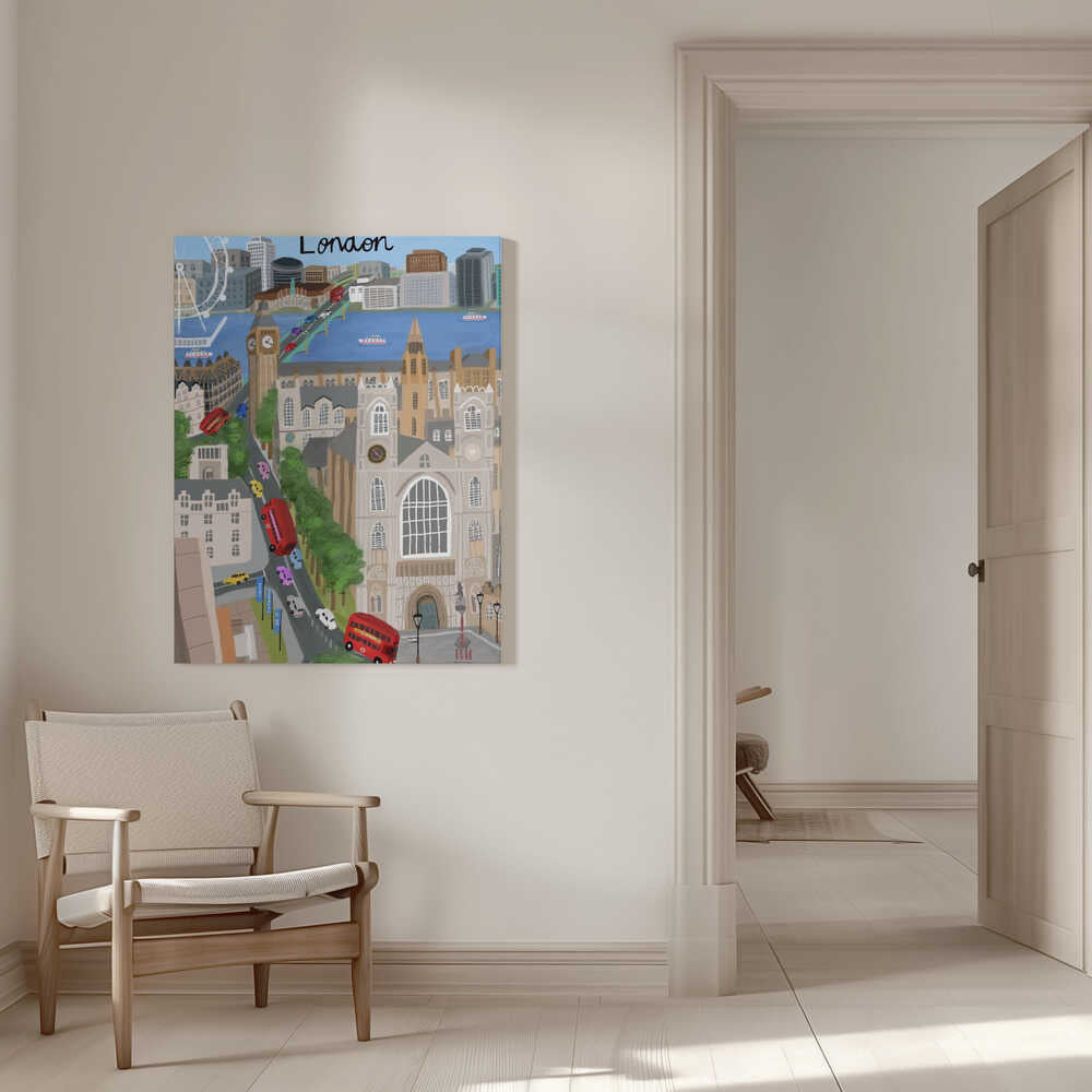 London City with View of the Thames River and Big Ben by Artist Carla Daly Canvas Print Wall Art 1X2896646 - ART FEVER - Art Fever