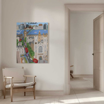 London City with View of the Thames River and Big Ben by Artist Carla Daly Canvas Print Wall Art 1X2896646 - ART FEVER - Art Fever