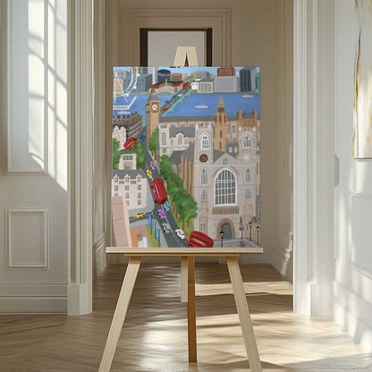 London City with View of the Thames River and Big Ben by Artist Carla Daly Canvas Print Wall Art 1X2896646 - ART FEVER - Art Fever