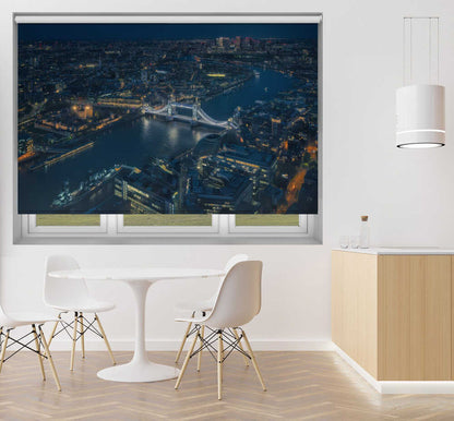 London Tower Bridge Aerial Night Cityscape Printed Roller Blind - 1X3459746 - Art Fever - Art Fever