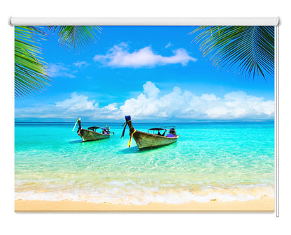 Long Boats Tropical Thailand Printed Picture Photo Roller Blind - RB632 - Art Fever - Art Fever
