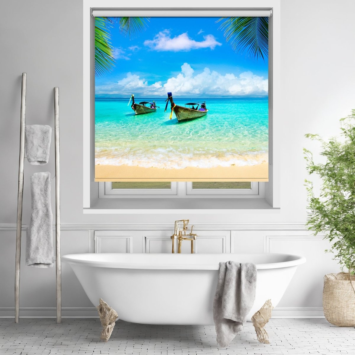 Long Boats Tropical Thailand Printed Picture Photo Roller Blind - RB632 - Art Fever - Art Fever