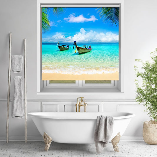 Long Boats Tropical Thailand Printed Picture Photo Roller Blind - RB632 - Art Fever - Art Fever