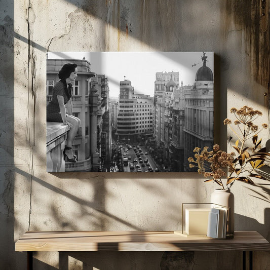 Mad Madrid Black & White Vintage Canvas Print Picture Wall Art - 1X98011 - Art Fever - Art Fever